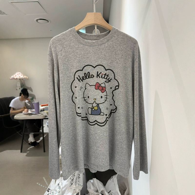 Korean Summer New Cartoon Round Neck Short Sleeve T-Shirt For Women, Loose Ins Style Peppermune