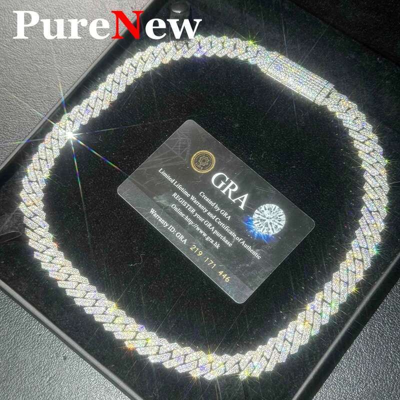 New 6/8mm Hip Hop Jewelry Men's Bracelet Unisex Full Moissanite Cuban Chain Sier Plated Gold With GRA