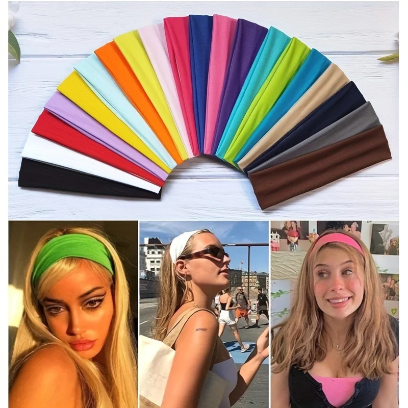 10 packs of elastic sports headband suitable for women elastic candy colored hair fashionable sweatband suitable for fitness yoga running cycling 2503