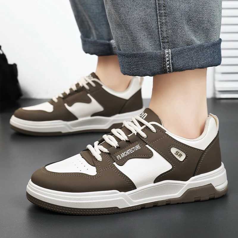 Mens casual shoes breathable white sports shoes fashionable driving walking tennis sports shoes mens skateboarding flat shoes Y250315