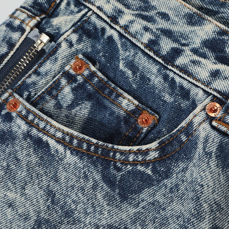 Fashionable, Casual, Simple, Washable, Double-Sided Zipper, Straight Tube, Loose Jeans