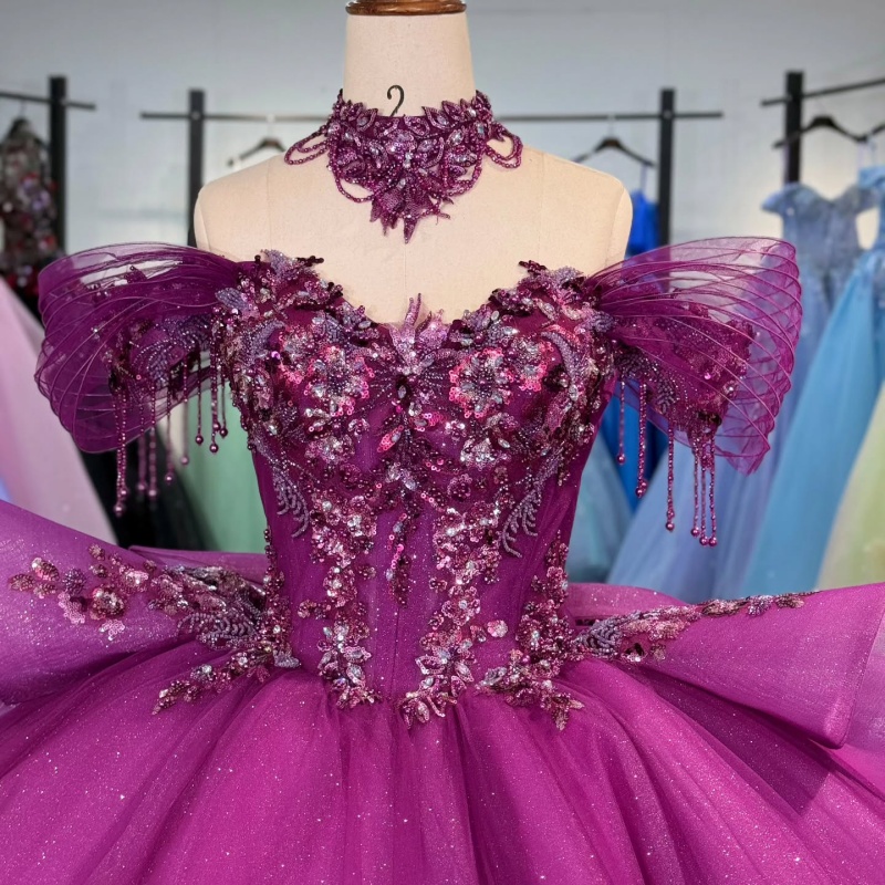 Rose Red Shiny Off Shoulder Quinceanera Dresses Sequin Applique Lace Beading Tull Party Birthday Sweet 16 Dress Vestidos 15 de anos