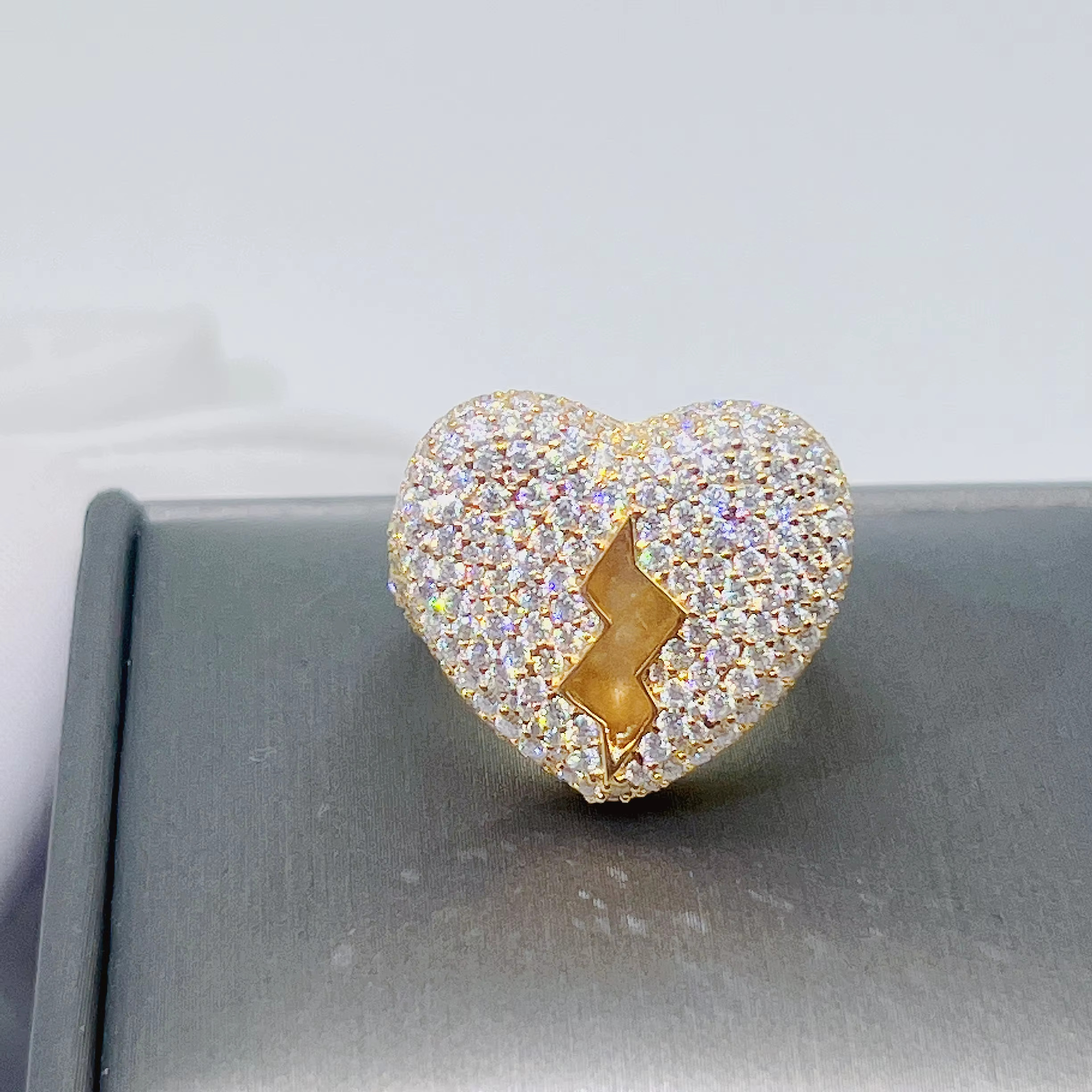 Ready to Ship Fine Jewelry Rapper Diamond 925 Sterling Silver Gold Plated Ice Rose Gold Moissanite Hip Hop Ring for Men