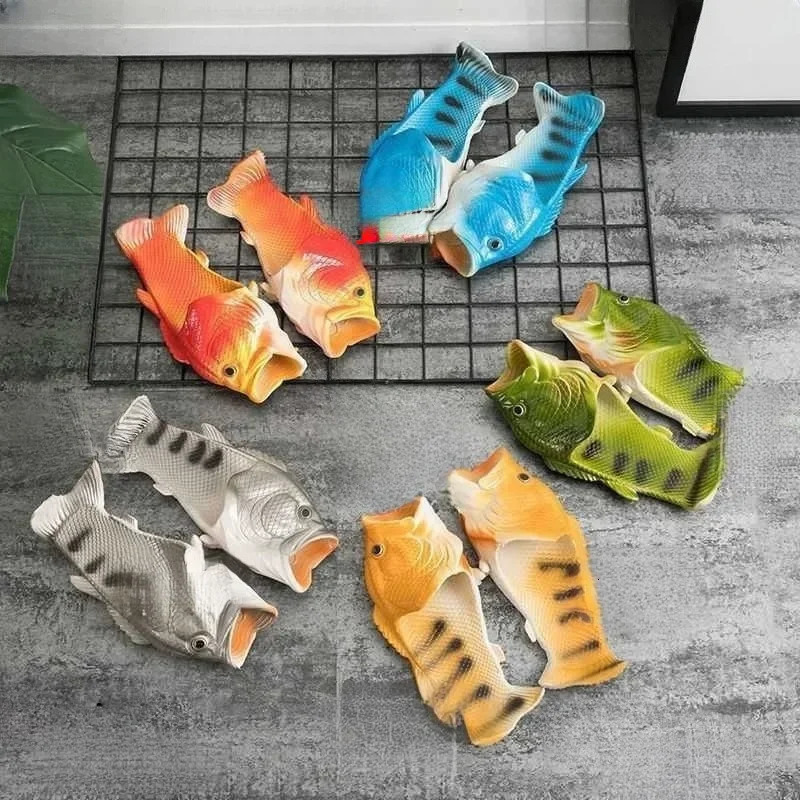 funny slippers mens and womens childrens shoes parent-child sandals summer beach shoes unisex fish-shaped slippers 250314