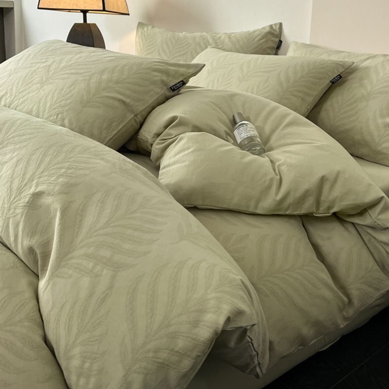 A941 Modern simple fabric pure cotton three-layer yarn jacquard bedding four-piece set new light luxury bed sheets bed sheets bedding