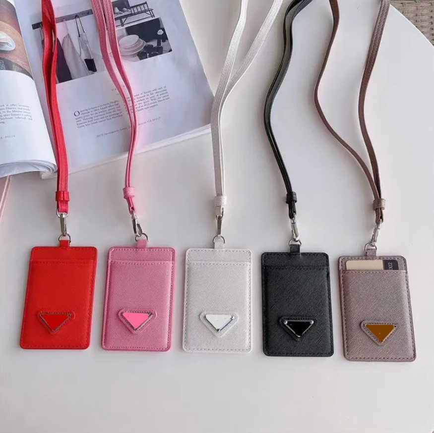 Luxury Unisex Designer Mini Wallets Coin Credit Card Holder Fashion leather Purse keyrings Credit Card Lanyard 5 colors epacket