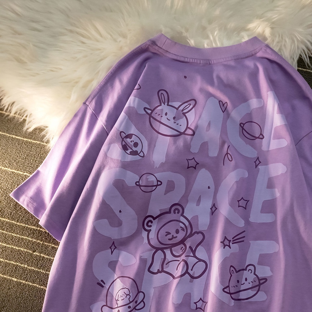 Designer Original Fashionable Short Sleeved Women's T-shirt 2025 Summer College Student Printed Top College Style Bear Graffiti Loose Sportswear