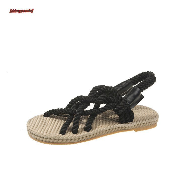 Sandals women's hemp rope weaving 2025 summer new handmade grass shoes, internet famous and versatile, wearing Roman beach sandals for women ddmy