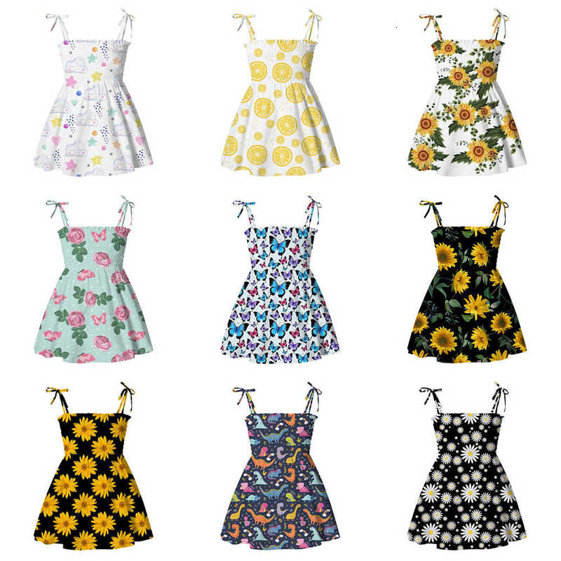 Girl's Dresses Summer girls' camisole dress new Korean version children's cute sleeveless flower fashion dress, women's treasure b