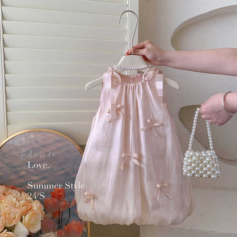 Girl's Dresses Girls' dress, summer new style, children's bow vest skirt, baby girl flower bud skirt, Korean version, stylish princess 