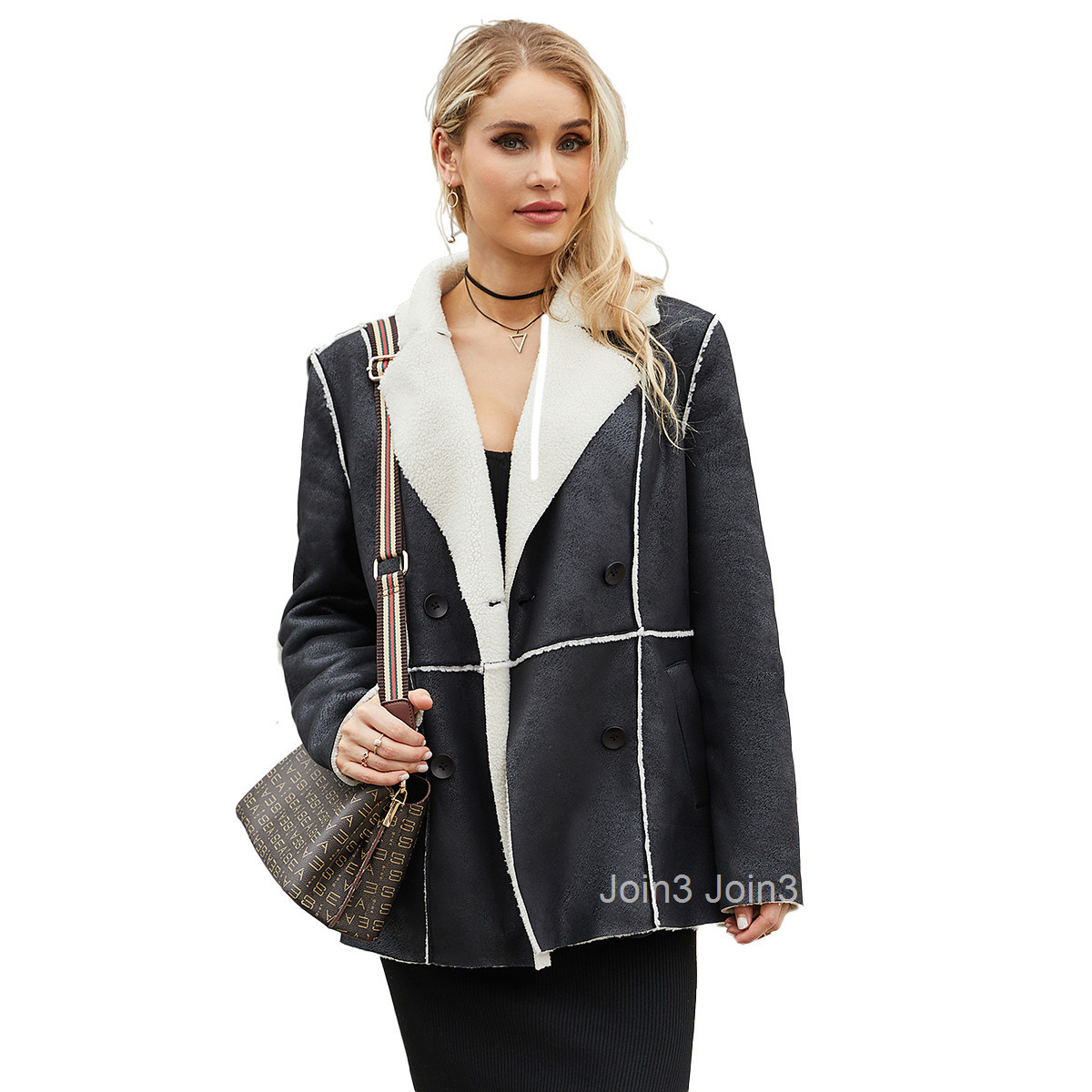 Fashion New Fur Integrated Lapel and Plush Fur Coat for Women in Autumn and Winter Medium Length Coat Suede Coat for Women