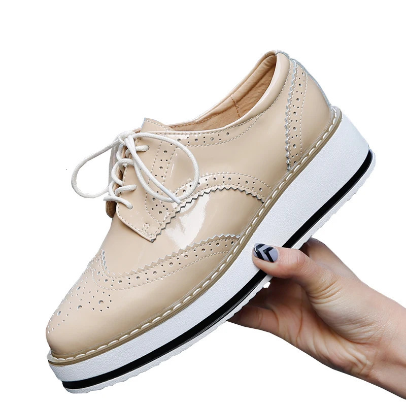 EOFK Spring Women Oxford Flats Leather Comfort Lady Brogue Derby polish er Platform Casual Shoes Sneakers Transparent250314