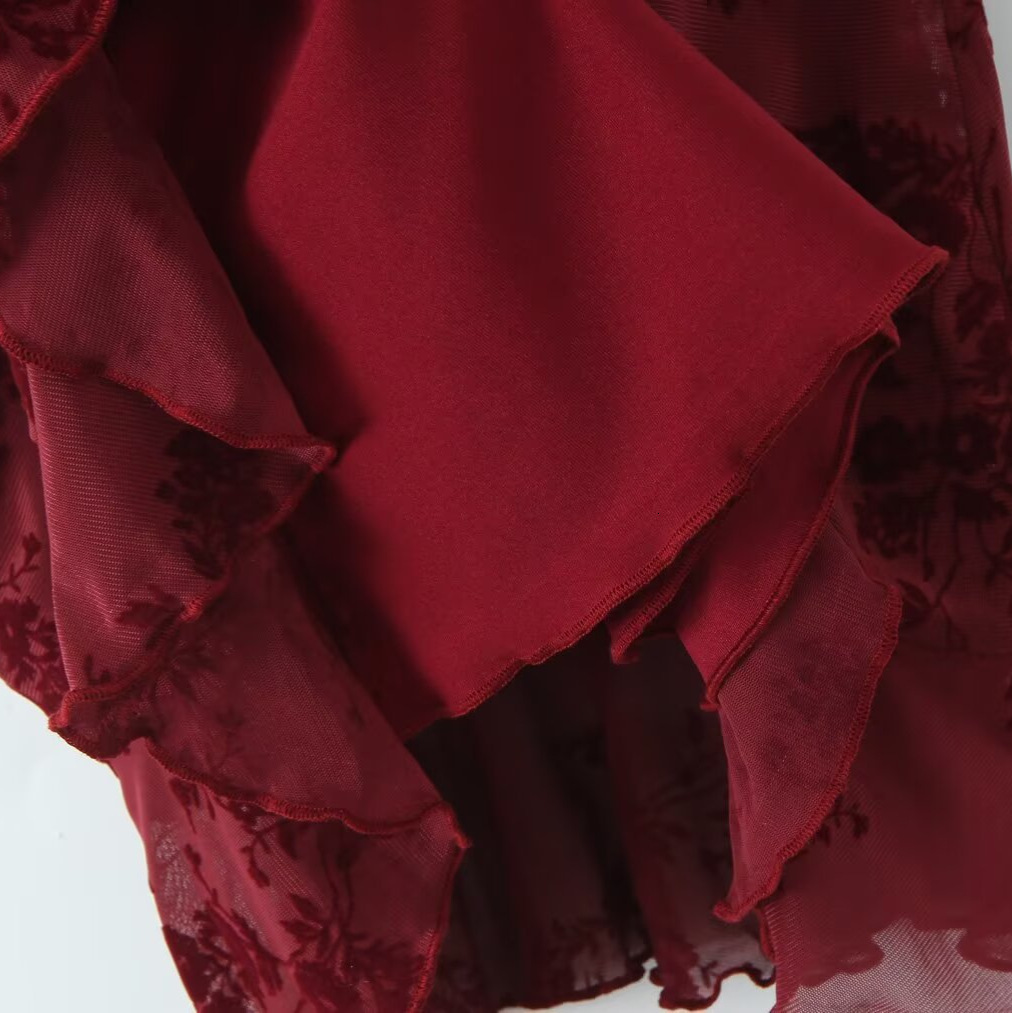 Sexy Fit Hip Hugging Floral Flocking Slim Cut Suspender Dress 2025 Summer New Seaside Vacation Short Skirt