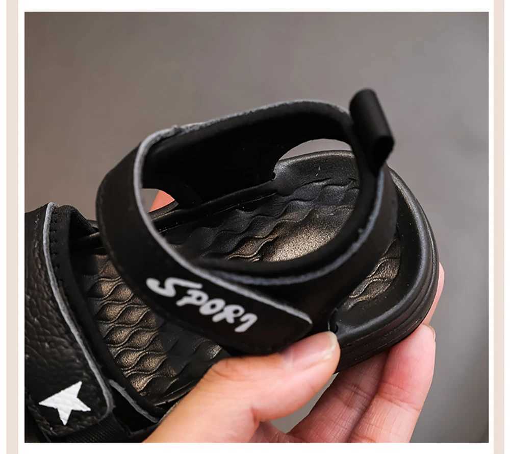 PU Leather Boys Sandals 2025 Trend Fashion Beach Shoes Childrens Ergonomic Soft Bottom Little Boys SandalsT250315
