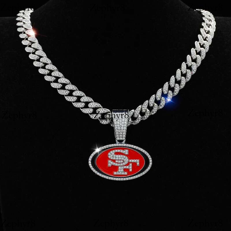 2025 New model Personality Ellipse SF Hip Hop Pendant Football Necklace Punk Cuban Chain Bg Man Woman Iced Out Cool Jewelry Gifts