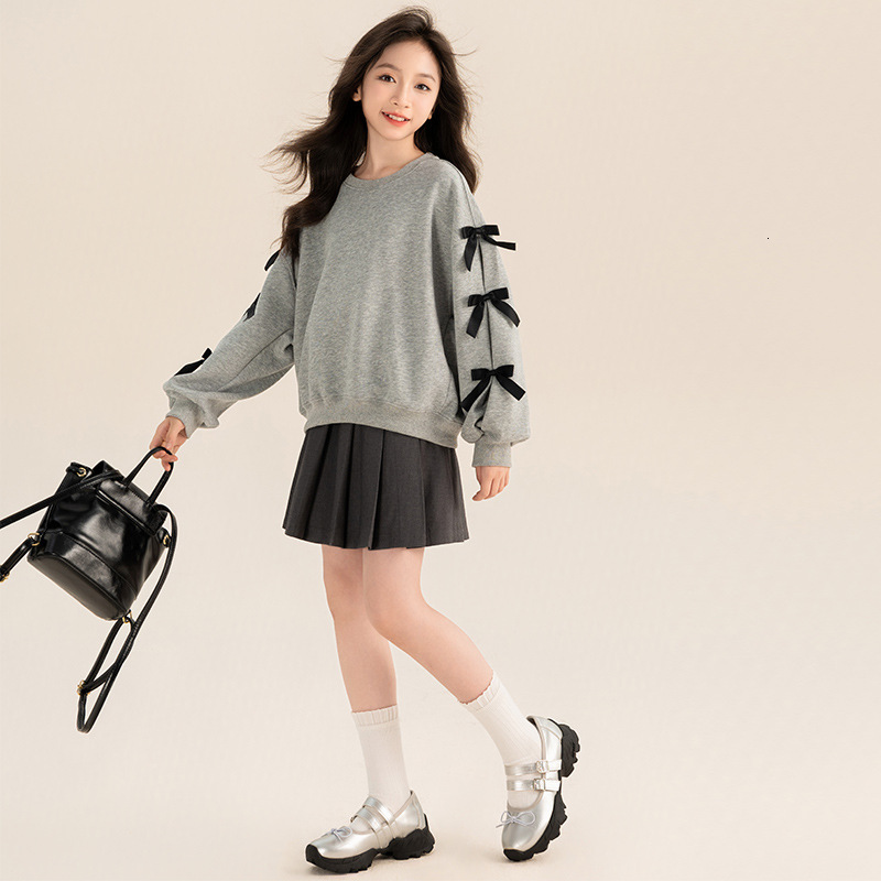 Ddmyshoesvip And Autumn Mid Sized Children S Girls Bow Hoodies Top Spring Clothes Korean Loose