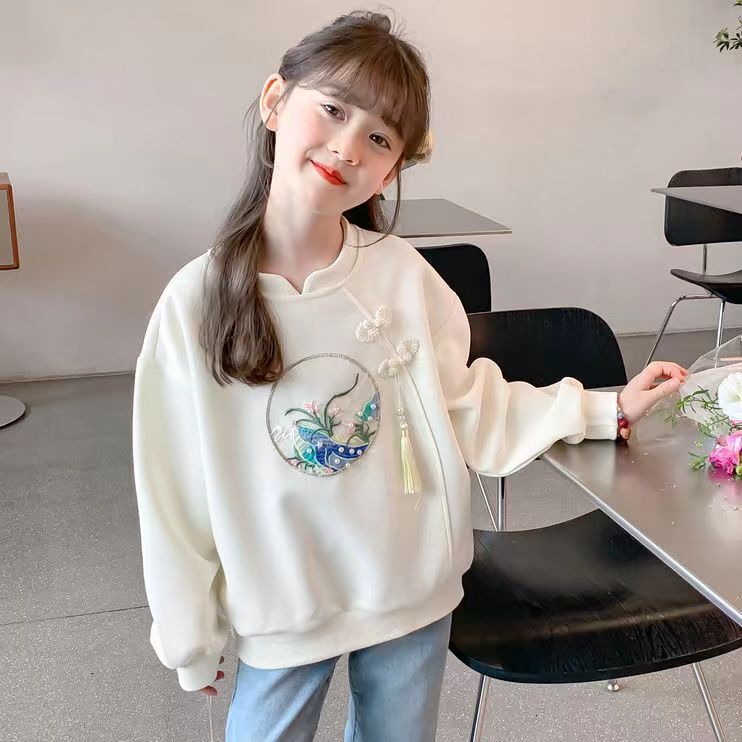 Ddmyshoesvip Girls Hoodie Western Style Spring And Mid To Large Children S Long Sleeved Top New Girls Autumn Outfit