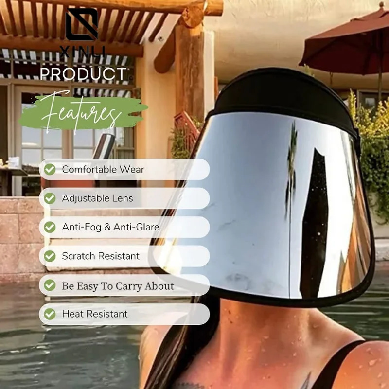 Outdoor Sport Golf Caps Travel Beach Silver Color Sun Visor Hat UV Protection Summer Soft Plastic Adjustable Empty Top Sun Cap 250313