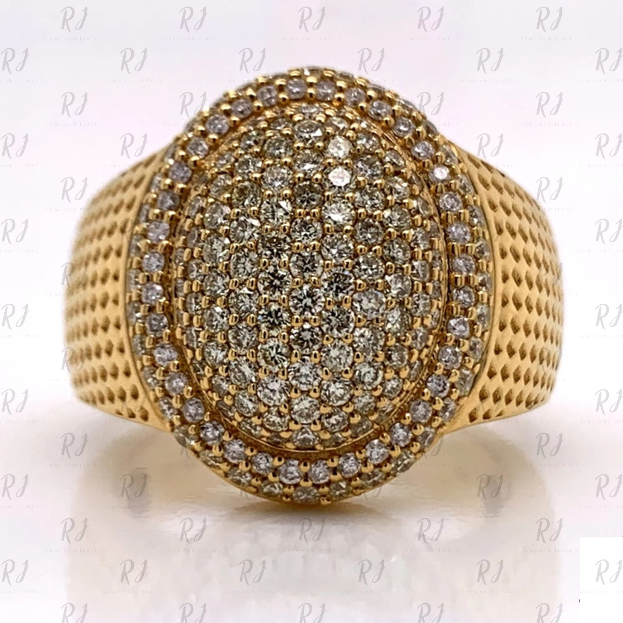 Iced Out Moissanite Diamond Ring Round Cut Diamond Hip Hop Ring at Wholesale Price 14K Gold Diamond Ring for Mens Women