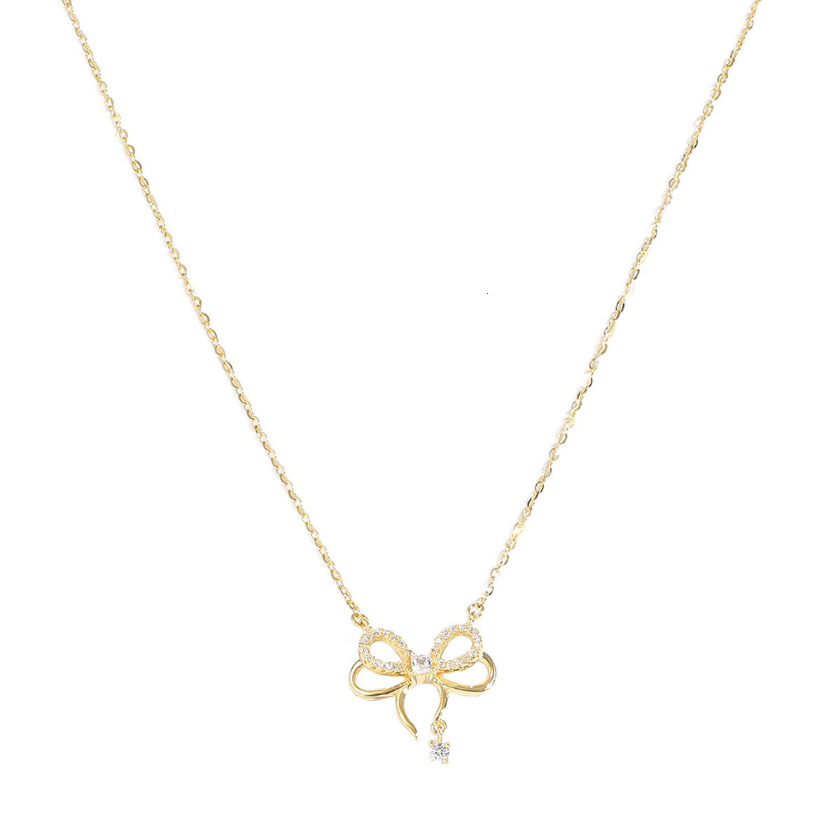 S928 Necklace Female Japanese And Korean Style Fashion Temperament Smart Bow Minority Butterfly Dream Collarbone Chain Valentine's Day Gift