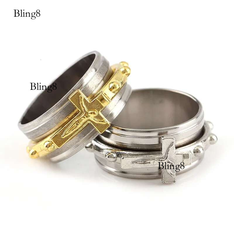 Stainless Steel Religious Catholic Crucifixion Relief Exquisite Religion Men's Wedding Ring Holy Belief Jewelry