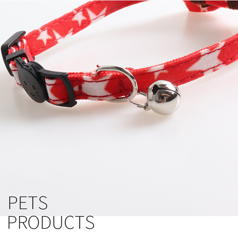 Breakaway Cat Collar with Cool Bow Tie Bell, Butterfly Kitty Collar with Blue Background with White Pentagram Pattern Ideal for Girl Cats Boy Male Cat