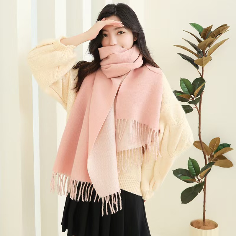 K131 Cashmere scarf women's winter hot imitation cashmere scarf versatile men's shawl Korean style thick double-sided wool scarf