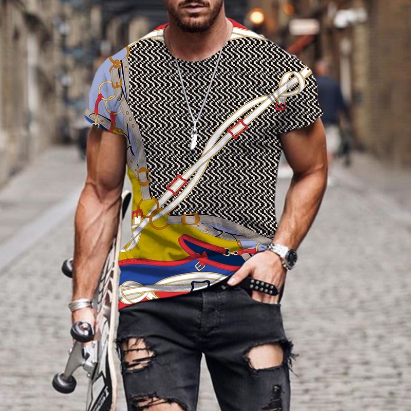 2025 New Summer Men's T-shirt 3D Black Totem Short Sleeve Designer Printed T Men's Fashion Shirt Trendy Brand Casual Neutral Clothing