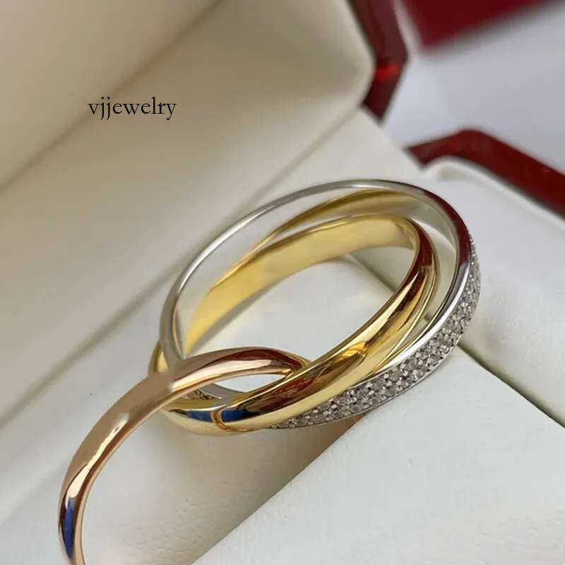 trinity ring charms woman and men designer Couple Size 678 for man dia Tricyclic crossover T0P quality Gold plated reproductions wedding anniversary Ring
