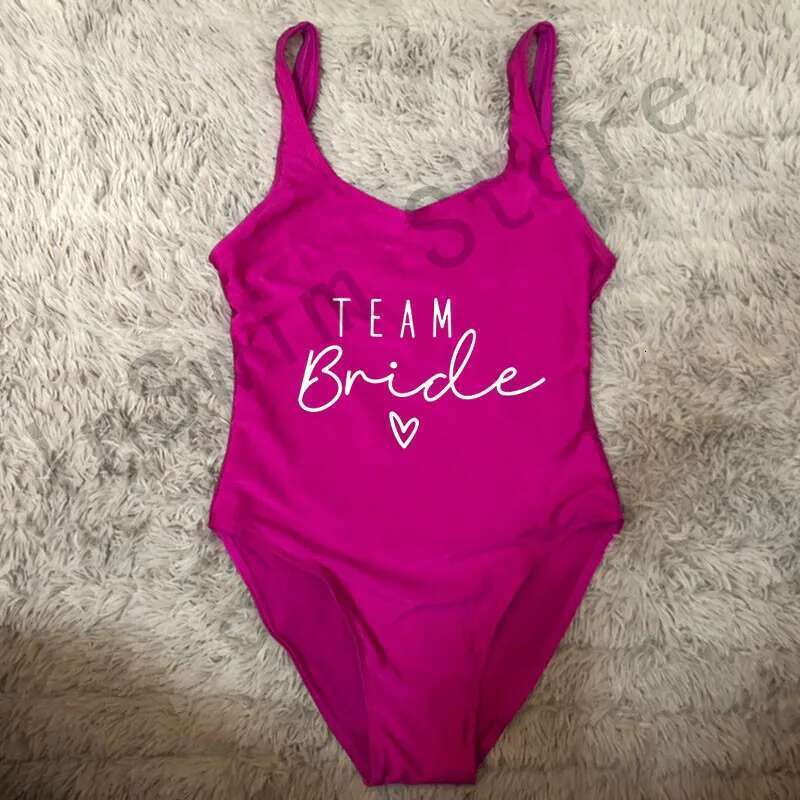 Team bride heart-shaped printed one-piece swimsuit women's swimsuit high cut low back sexy body party girl life swimsuit swimming