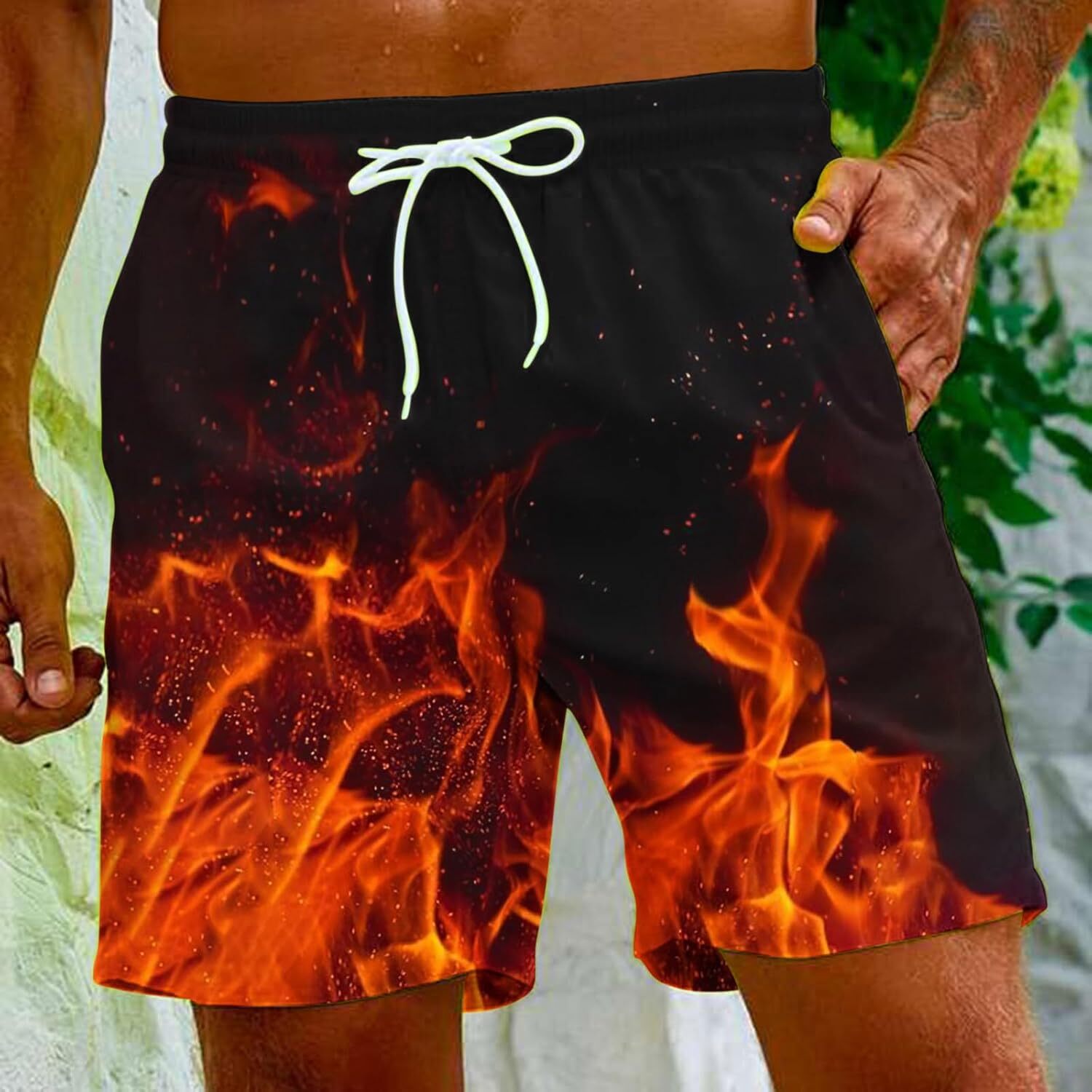 Mens Swim Trunks with Quick Dry Swim Shorts Swimming Trunks Bathing Suit Boardshorts Classic Flame 3D Printed Hawaii Short 1