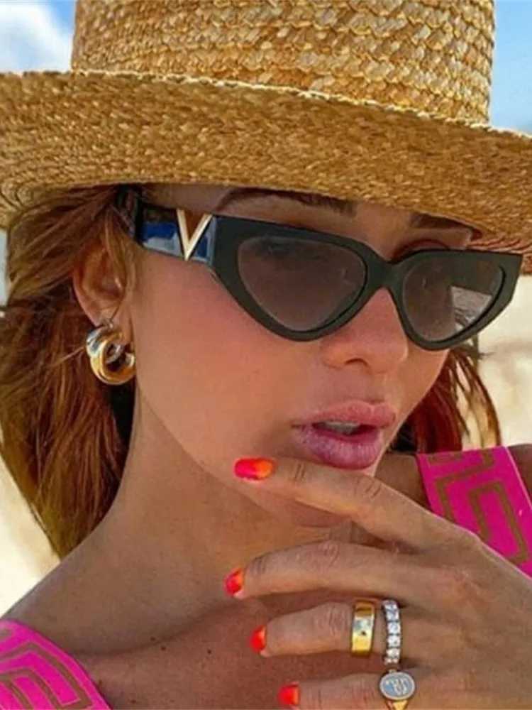 Luxury retro cat eye sunglasses for women 2023 fashion V brand designer Cateye sunglasses for women UV400 Gafas De Sol Mujer W250315