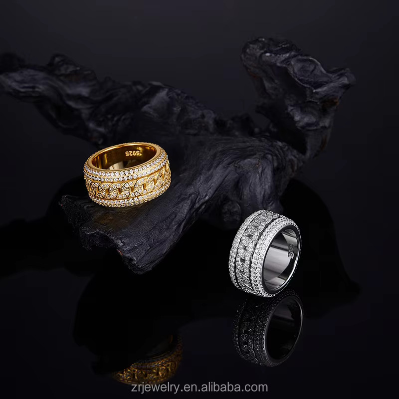 GRA Certificate D Color Moissanite Ring Elegant 925 Silver Classic Crown Wedding Hip Hop Men Moissanite Rings