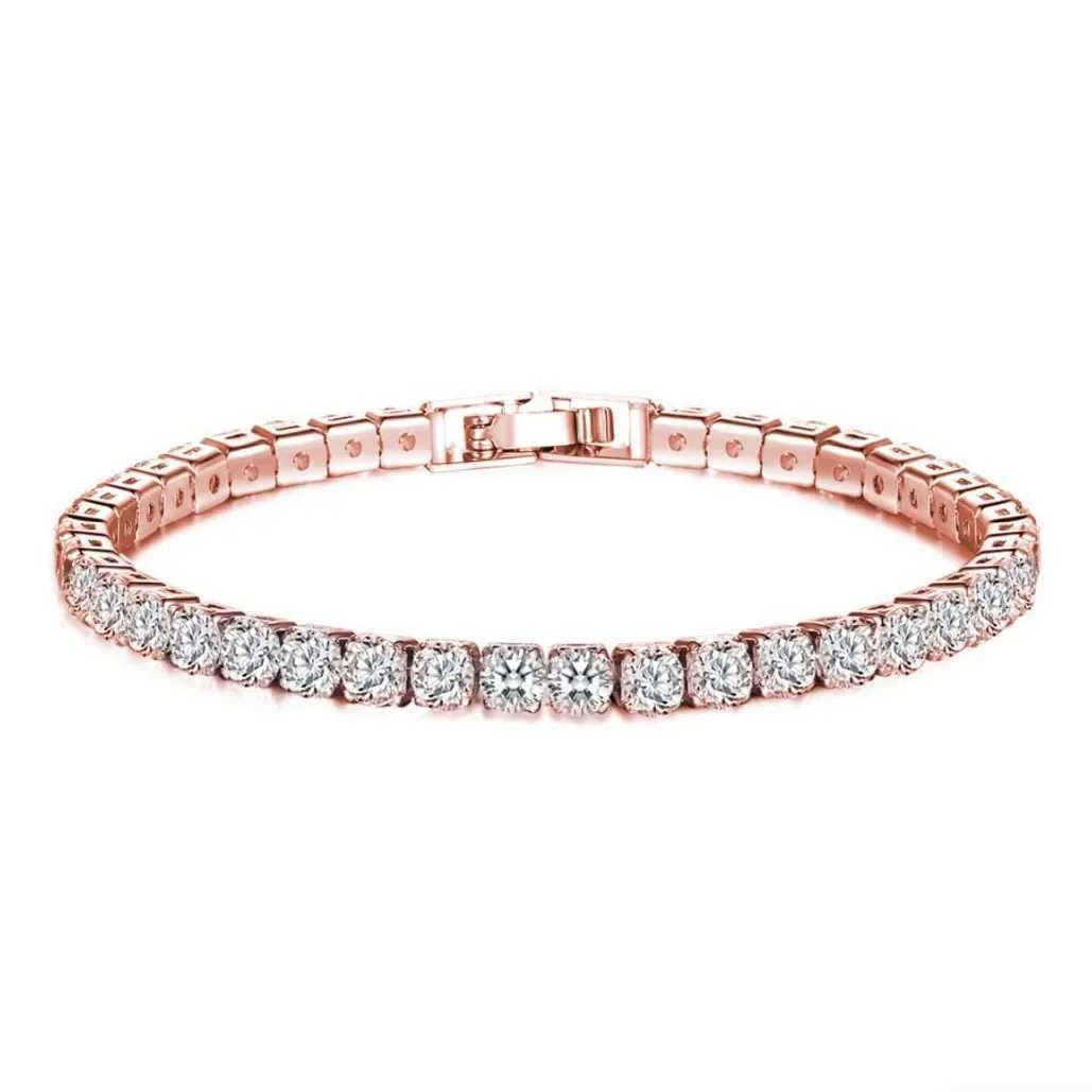 925 Sterling Silver 4mm Tennis Bracelet Inlaid With Zircon Crystal Electroplated 18k Gold Luxury Fashion Womens GiftXJ250315