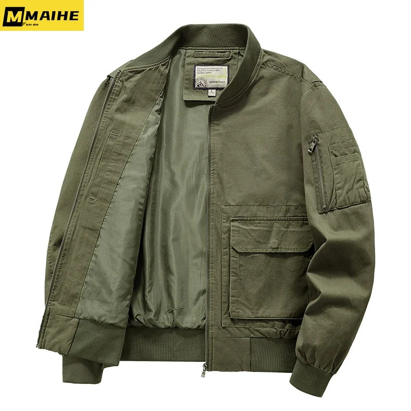 AutumnWinter MA1 Cargo Jacket Mens Vintage Oversized Threedimensional Pocket Baseball Uniform Gorpcore Army Green Coat 250312