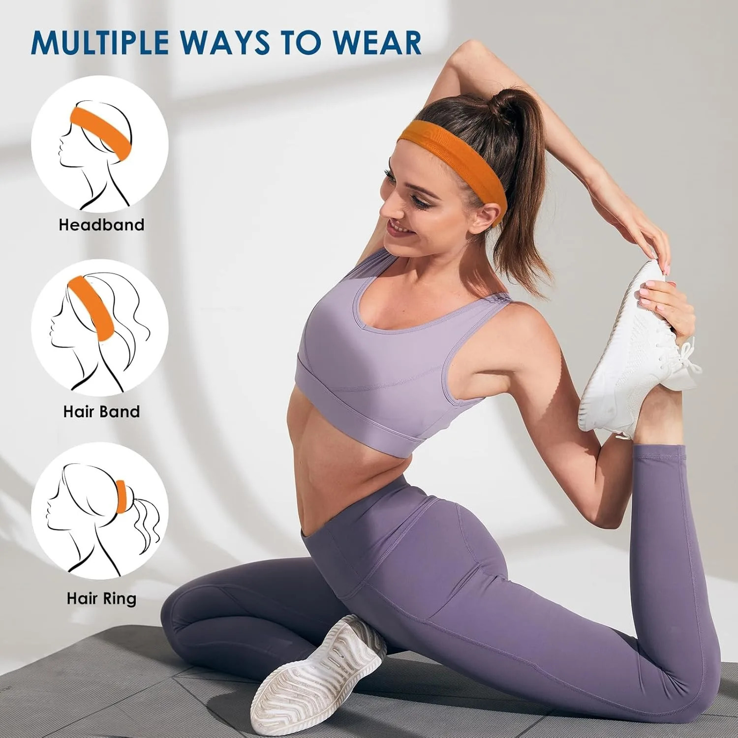 Sports Headbands for Women 5 Pack Moisture Wicking Non Slip Sweatbands Fashionable Hairbands Workout Yoga Running Gym 250314