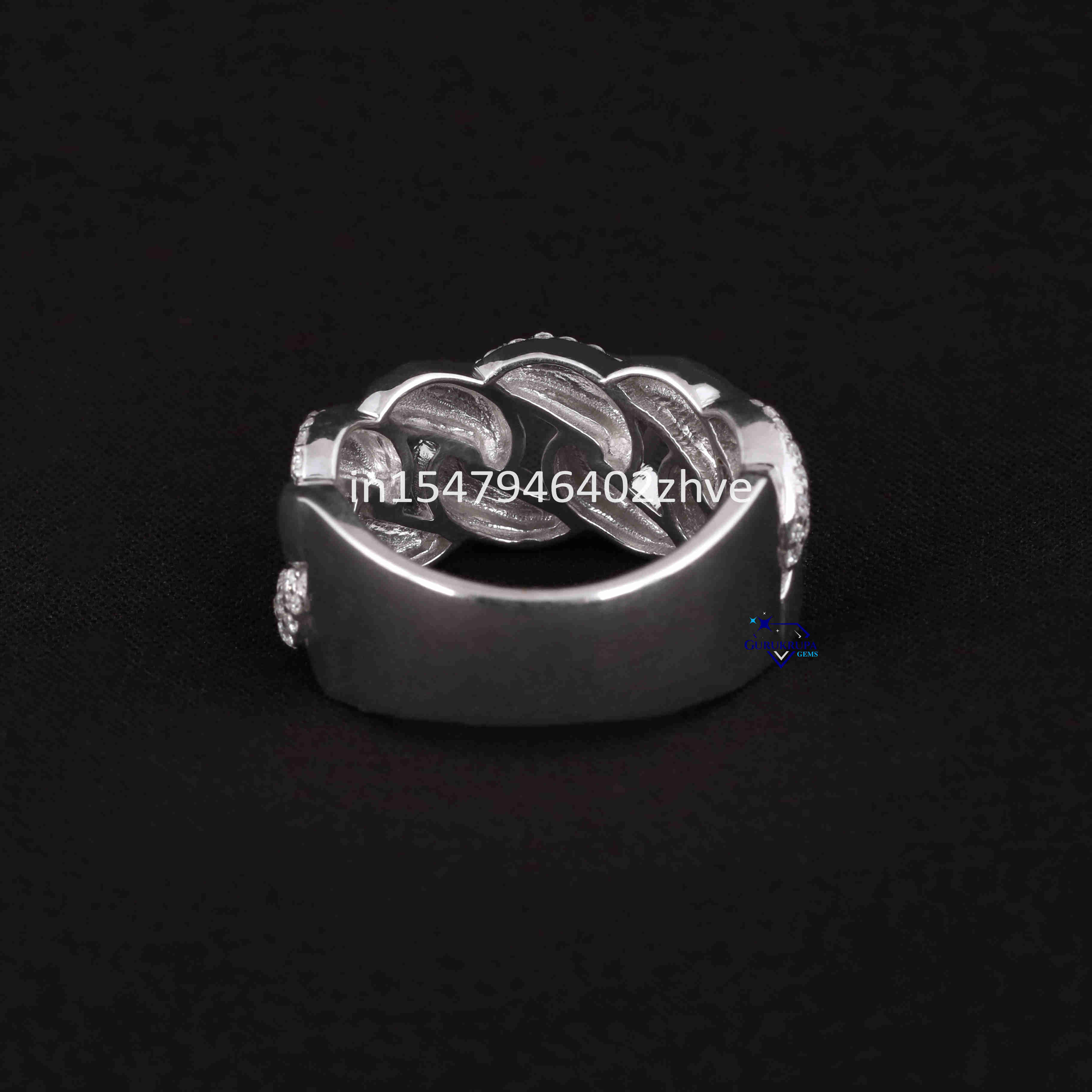 Fine Jewelry Wholesale 925 Sterling Silver Cuban Ring Iced Out High Quality Moissanite Hip Hop Diamond Band Ring for Men Women