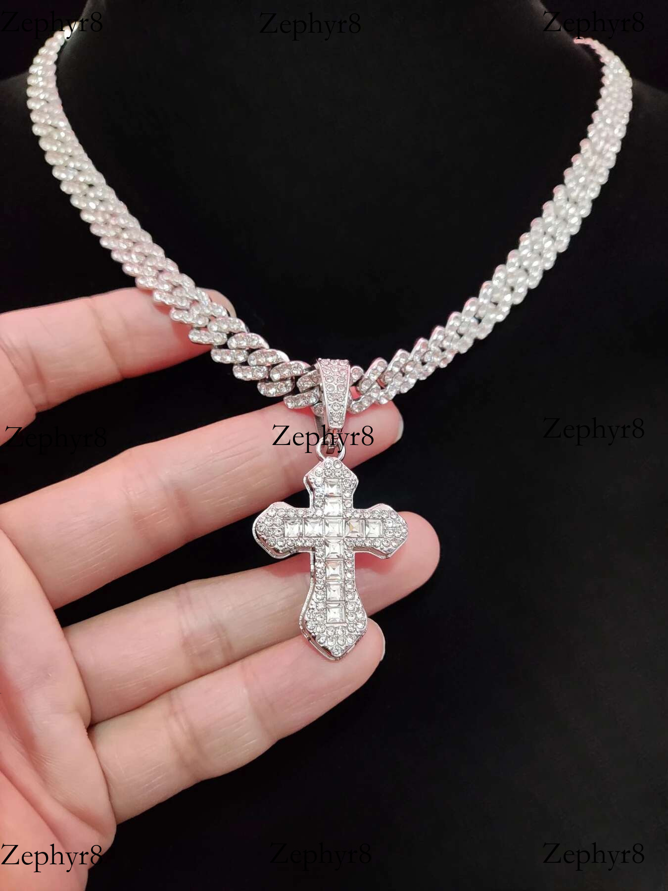 New Arrived Hip Hop Cross Pendant Necklace Men Women Cuban Chain Iced Out Bg Necklaces HipHop Jewelry Fashion Gift 3 Styles