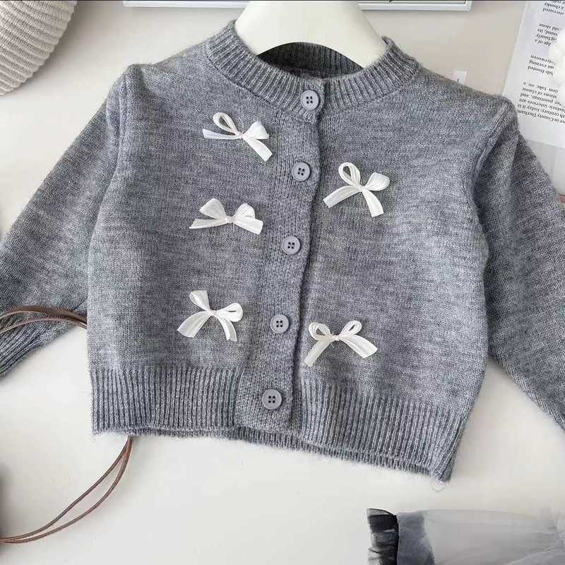 Girl's Dresses Girl's Spring and Autumn 2025 New Style Children's Knitted Cardigan Cartoon Tank Top Polka Dot Wide Leg Pants Set