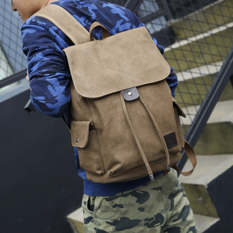 Fashion trend men and women, casual canvas travel backpack for high school students designer bag