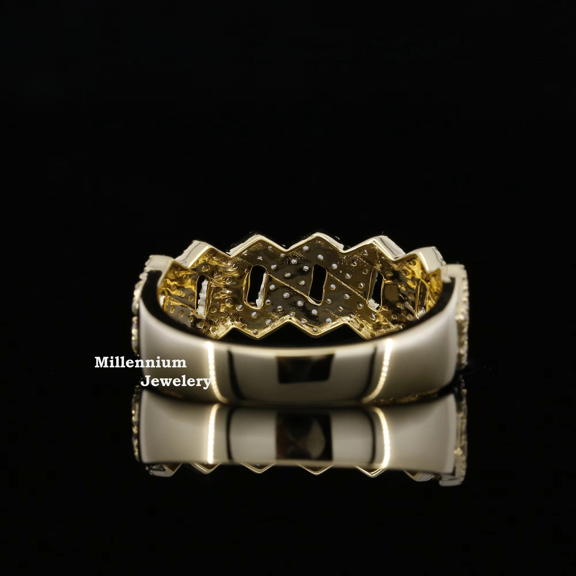 Top Quality Moissanite Ring Hip Hop Iced Out Gold Plated 925 Sterling Silver Cuban Style Ring at Wholesale Price