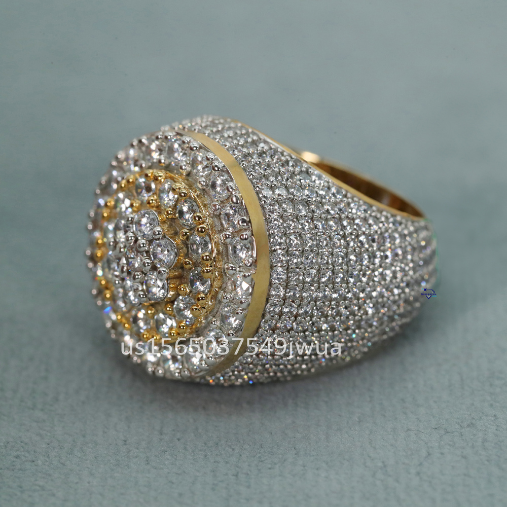 Latest Mens Hip Hop Ring Crafted in 14kt Yellow Gold with Wholesale High Quality Moissanite Diamonds Party Wear Jewelry Design