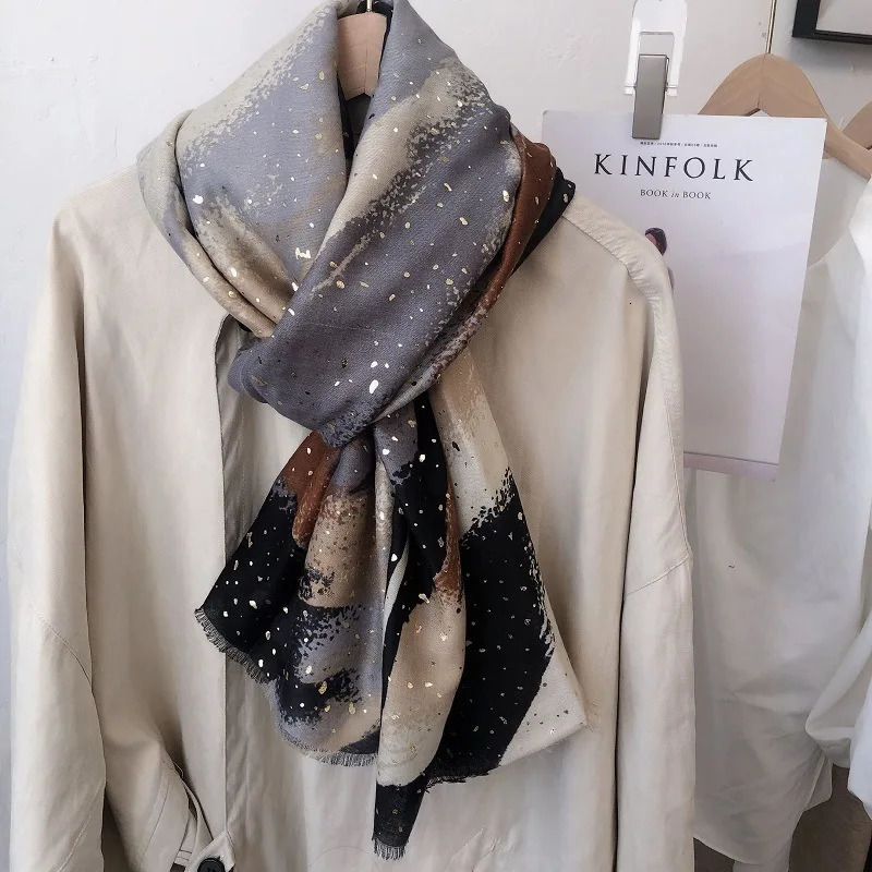 Womens Leopard Lace Adhesive Shawl Womens High Quality Printed Soft Pashmina Stol Muslim Headscarf 180 * 90cm 250314