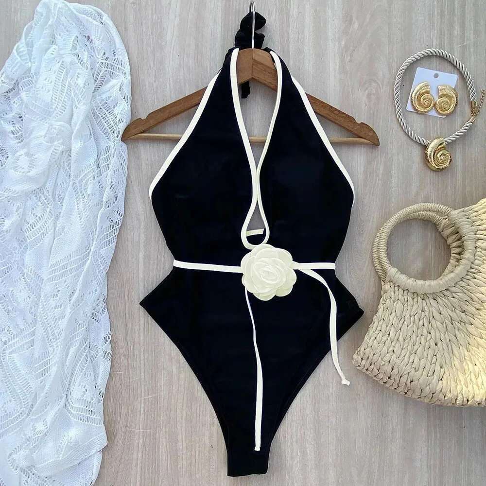 One piece floral swimsuit 2025 new suspender swimsuit women's swimsuit Monokini women's swimsuit