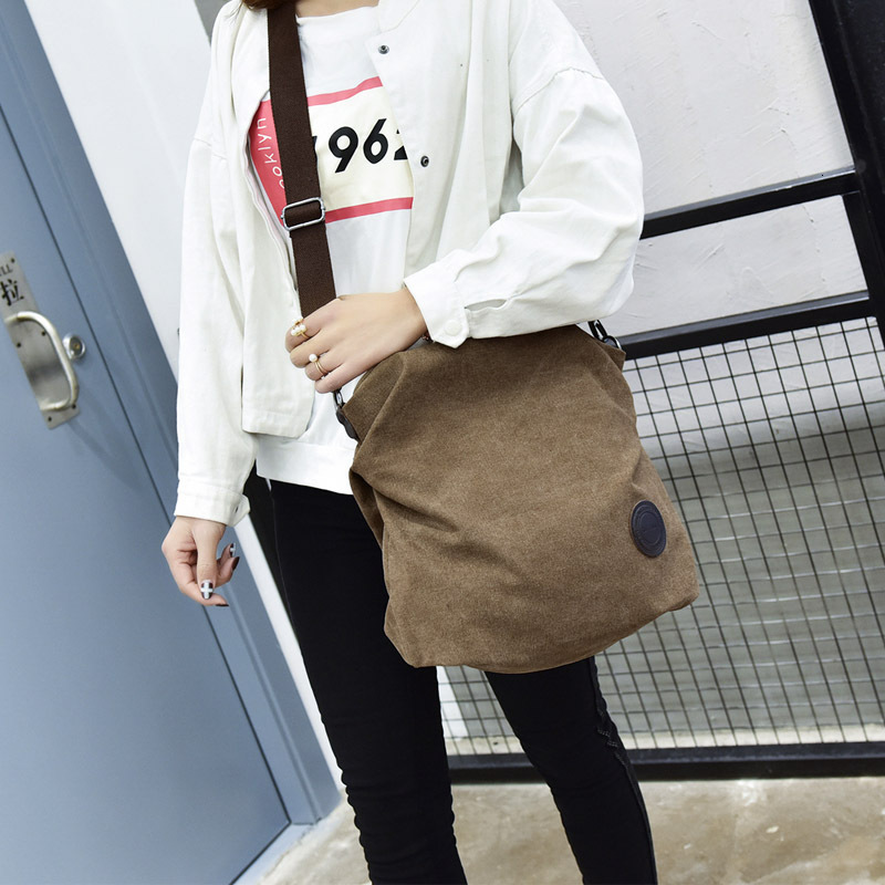 Leisure backpack simple and artistic canvas, hand-held single shoulder crossbody, women's large capacity multi compartment canvas designer bag