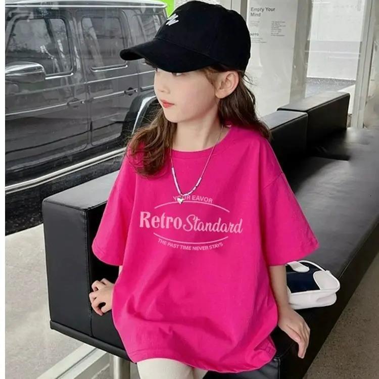 Ddmyshoesvip Cotton Letter T Shirt Summer Dress Children S Loose Half Sleeve Stylish Versatile Top Girls Trendy