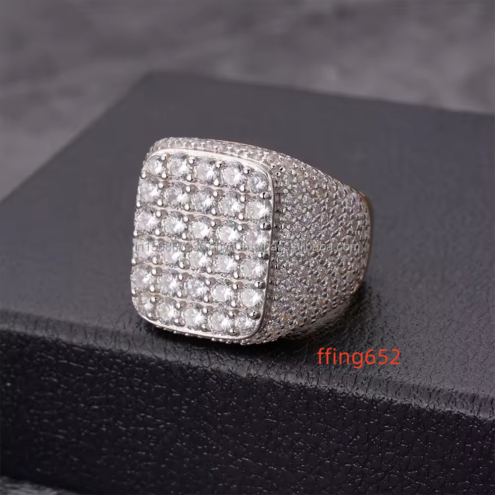 Captivating Hip Hop Ring Crafted in 925 Sterling Silver Embellished Round Cut Moissanite Diamond with Enhance Vvs Clarity