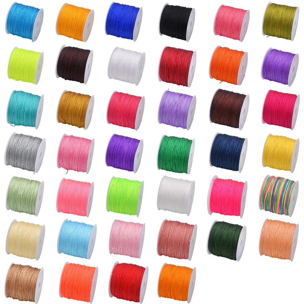 Strong 0.8mm Thick Nylon Rope Suitable for Various Arts & Crafts Including Custom Bracelet Weaving (Available in a Roll of 50 Yards)