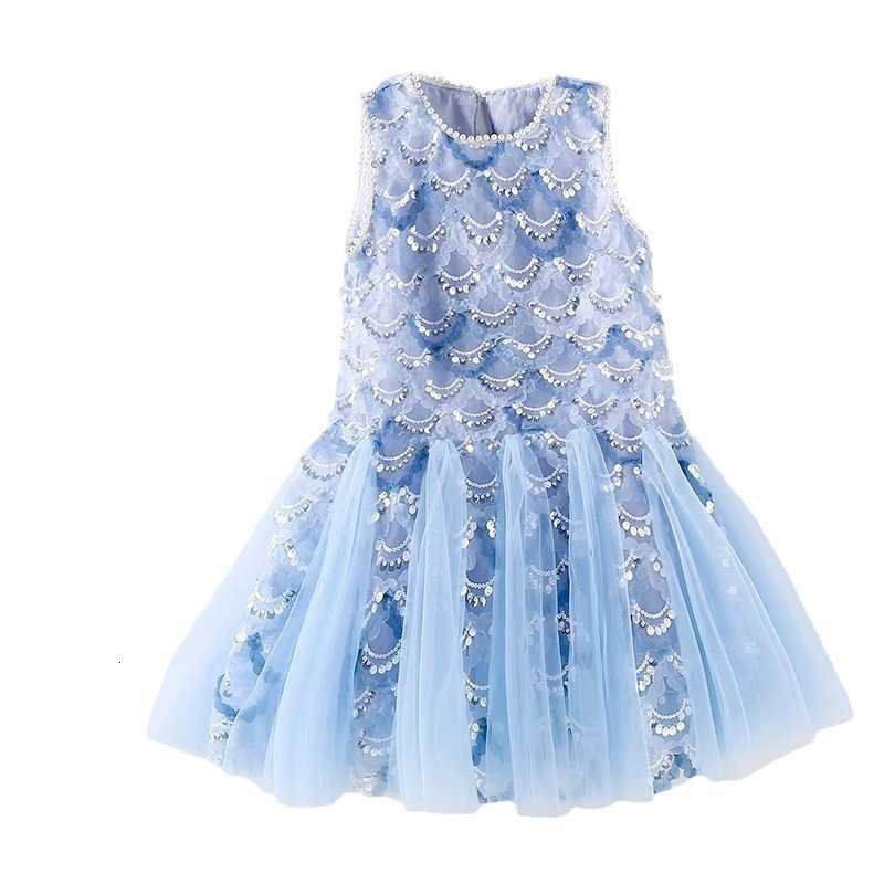 Girl's Dresses 2024 Summer New Girls' Dress Mermaid Princess Dress Children's Middle and Large Children's Bright Piece Fish Tail D