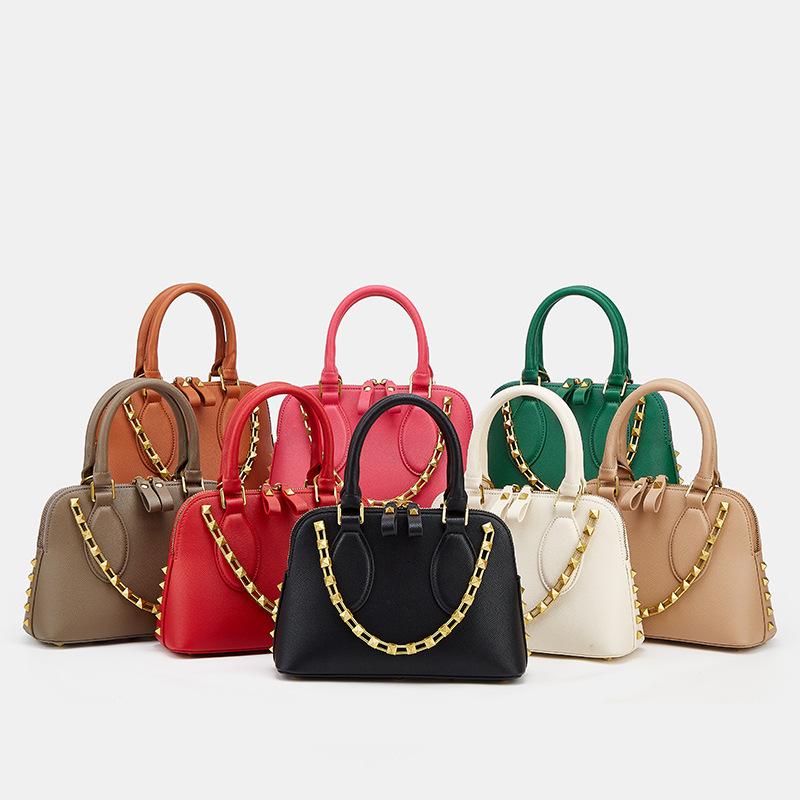 Luxury Bowling 2024 New Leather Women's Handbag Shoulder Crossbody Shell Bag